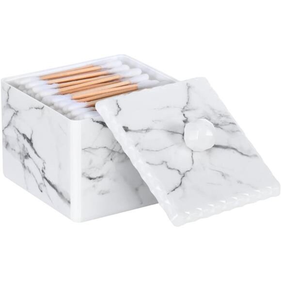 Cotton Swab Storage Box with Lid,Q-Tip Swab Holder CottonBall Canister JarCotton - Picture 1 of 6